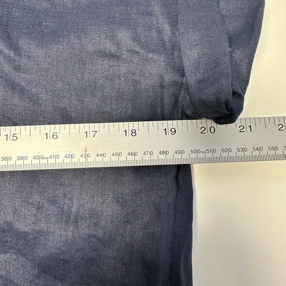 LAUREN RALPH LAUREN Navy Linen Short Sleeve Buttondown Shirt, Petite Medium - Picture 6 of 7